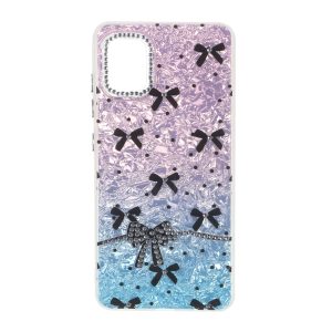 قاب ice پاپیونی نگین دار دور مات Samsung Galaxy A51 / M40s - صورتی آبی