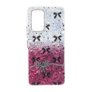 قاب ice پاپیونی نگین دار دور مات Samsung Galaxy A53 - زرشکی