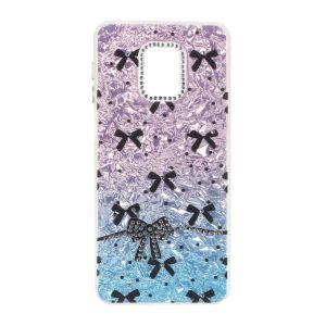 قاب ice پاپیونی نگین دار دور مات Xiaomi Redmi Note 9S / Redmi Note 9 Pro / Redmi Note 9 Pro Max - صورتی آبی