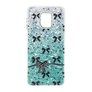 قاب ice پاپیونی نگین دار دور مات Xiaomi Redmi Note 9S / Redmi Note 9 Pro / Redmi Note 9 Pro Max - سبزآبی