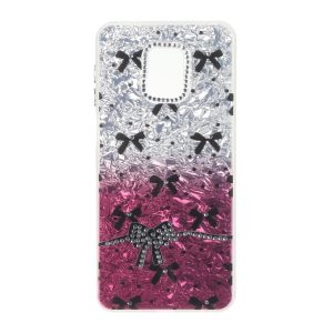 قاب ice پاپیونی نگین دار دور مات Xiaomi Redmi Note 9S / Redmi Note 9 Pro / Redmi Note 9 Pro Max - زرشکی