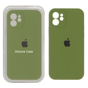 قاب سیلیکونی پاک کنی اورجینال ++A مدل Apple iPhone 12 - سبز زیتونی (پک دار)