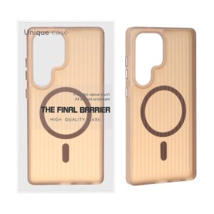 قاب اورجینال Unique Case کرکره ای مات MagSafe مدل Samsung Galaxy S25 Ultra - قهوه ای (پک دار)