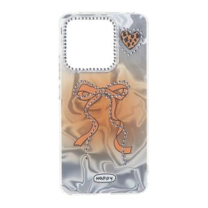 قاب Silver Cloud پاپیون نگین دار Xiaomi Redmi Note 13 4G - نارنجی