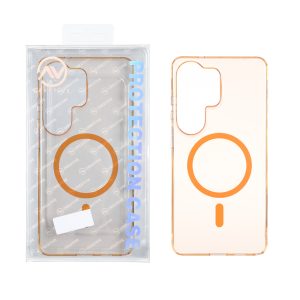 قاب اورجینال AV شفاف کریستالی Magsafe مدل Samsung Galaxy S26 Ultra - نارنجی (پک دار)