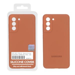 قاب سیلیکونی پاک کنی اورجینال Master Quality مدل Samsung Galaxy S21 FE - قهوه ای روشن (پک دار)