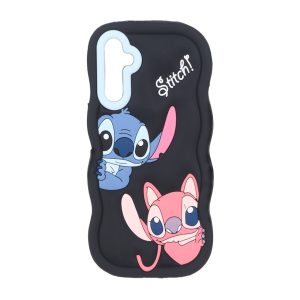 قاب سیلیکونی کنگره ای Stitch برجسته فانتزی Samsung Galaxy A14 - مشکی