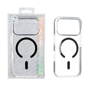 قاب اورجینال AV شفاف پشت سخت MagSafe دور رنگی Apple iPhone 17 Pro / iPhone 18 Pro - مشکی (پک دار)
