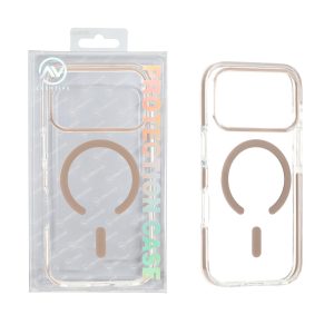 قاب اورجینال AV شفاف پشت سخت MagSafe دور رنگی Apple iPhone 17 Pro / iPhone 18 Pro - صحرایی (پک دار)