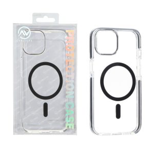 قاب اورجینال AV شفاف پشت سخت MagSafe دور رنگی Apple iPhone 13 Pro Max - مشکی (پک دار)