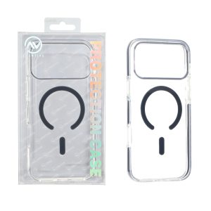 قاب اورجینال AV شفاف پشت سخت MagSafe دور رنگی Apple iPhone 17 Pro Max / iPhone 18 Pro Max - سرمه ای (پک دار)