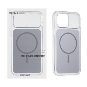 قاب اورجینال Unique Case مستطیلی MagSafe لنز شفاف ژله ای Apple iPhone 13 Pro Max - نقره ای (پک دار)