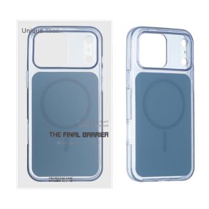 قاب اورجینال Unique Case مستطیلی MagSafe لنز شفاف ژله ای Apple iPhone 17 Pro - آبی تیره (پک دار)
