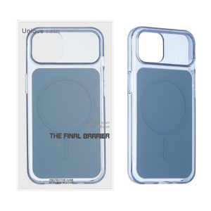 قاب اورجینال Unique Case مستطیلی MagSafe لنز شفاف ژله ای Apple iPhone 13 / iPhone 14 - آبی تیره (پک دار)