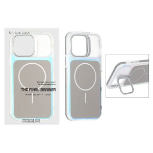 قاب اورجینال Unique Case هفت رنگ MagSafe دور رنگی لنز استندشو Apple iPhone 13 Pro Max - طوسی (پک دار)