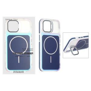قاب اورجینال Unique Case هفت رنگ MagSafe دور رنگی لنز استندشو Apple iPhone 13 / iPhone 14 - سرمه ای (پک دار)