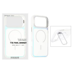 قاب اورجینال Unique Case هفت رنگ MagSafe دور رنگی لنز استندشو Apple iPhone 17 Pro Max / iPhone 18 Pro Max - سفید (پک دار)