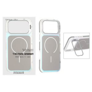 قاب اورجینال Unique Case هفت رنگ MagSafe دور رنگی لنز استندشو Apple iPhone 17 Pro Max / iPhone 18 Pro Max - طوسی (پک دار)