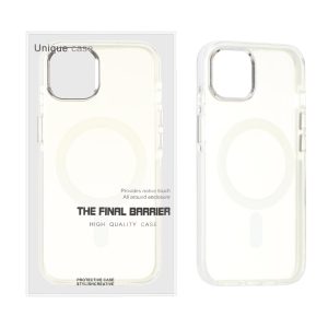 قاب اورجینال Unique Case مات MagSafe دور رنگی لنز آلومینیومی Apple iPhone 13 / iPhone 14 - سفید (پک دار)