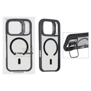 قاب اورجینال Bracket Unique Case مات Magsafe لنز آلومینیومی استندشو Apple iPhone 17 Pro - مشکی (پک دار)