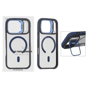 قاب اورجینال Bracket Unique Case مات Magsafe لنز آلومینیومی استندشو Apple iPhone 17 Pro - سرمه ای (پک دار)