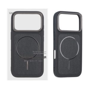 قاب اورجینال Unique Case چرمی سوزنی Magsafe فلزی Apple iPhone 17 Pro Max / iPhone 18 Pro Max - مشکی (پک دار)