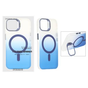 قاب اورجینال Unique Case مات دور رنگ MagSafe لنز فلزی استندشو Apple iPhone 13 / iPhone 14 - آبی (پک دار)