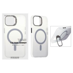 قاب اورجینال Unique Case مات دور رنگ MagSafe لنز فلزی استندشو Apple iPhone 13 / iPhone 14 - خاکستری (پک دار)
