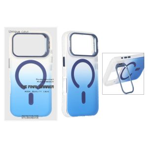 قاب اورجینال Unique Case مات دور رنگ MagSafe لنز فلزی استندشو Apple iPhone 17 Pro / iPhone 18 Pro - آبی (پک دار)