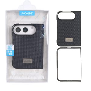 قاب اورجینال j Case چرمی لوگو متال Apple iPhone 18 Ultra (Fold) - سرمه ای (پک دار) - MPS