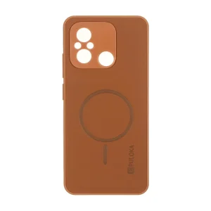 قاب Puloka جیر طرح مگ سیف Slim محافظ لنزدار Xiaomi Redmi 12C / Redmi 11A / Poco C55 - قهوه ای روشن