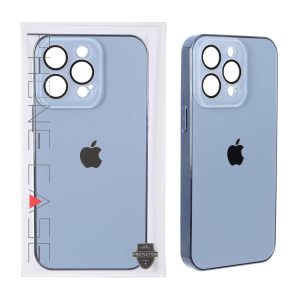 قاب PVD لوگودار MagSafe محافظ لنز شیشه ای گلس دار Apple iPhone 14 Pro Max - آبی (پک دار)