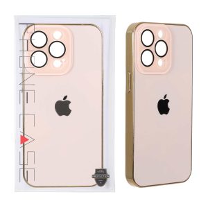 قاب PVD لوگودار MagSafe محافظ لنز شیشه ای گلس دار Apple iPhone 15 Pro Max - صورتی روشن (پک دار)