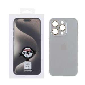 قاب PVD لوگودار Magsafe محافظ لنز شیشه ای Apple iPhone 15 Pro - تیتانیوم خاکستری (پک دار)