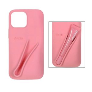 قاب سیلیکونی پاک کنی rhode با ست لیپ گلاس Apple iPhone 13 Pro Max / iPhone 12 Pro Max - گلبهی