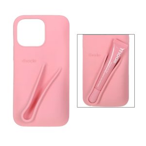 قاب سیلیکونی پاک کنی rhode با ست لیپ گلاس Apple iPhone 15 Pro Max / iPhone 14 Pro Max - گلبهی