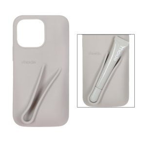قاب سیلیکونی پاک کنی rhode با ست لیپ گلاس Apple iPhone 15 Pro Max / iPhone 14 Pro Max - طوسی