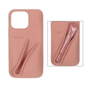 قاب سیلیکونی پاک کنی rhode با ست لیپ گلاس Apple iPhone 15 Pro Max / iPhone 14 Pro Max - کرم نارنجی