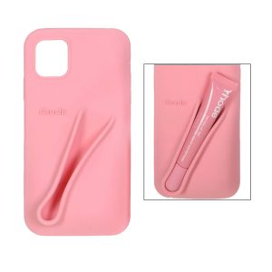 قاب سیلیکونی پاک کنی rhode با ست لیپ گلاس Apple iPhone 11 Pro - گلبهی