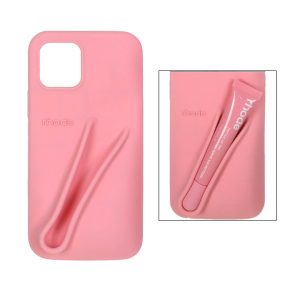 قاب سیلیکونی پاک کنی rhode با ست لیپ گلاس Apple iPhone 12 Pro / iPhone 12 - گلبهی