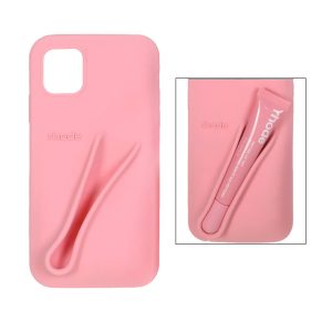 قاب سیلیکونی پاک کنی rhode با ست لیپ گلاس Apple iPhone 11 / iPhone XR - گلبهی