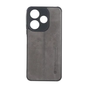قاب Puloka طرح چرم دوخت دار محافظ لنزدار Xiaomi Redmi 13X / Redmi 13 4G / Poco M6 4G - طوسی