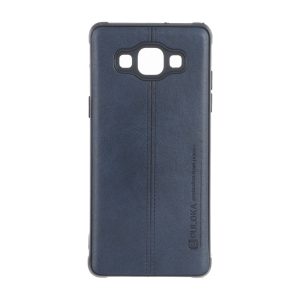 قاب Puloka طرح چرم دوخت دار محافظ لنزدار Samsung Galaxy A500 / A5 (2015) - سرمه ای