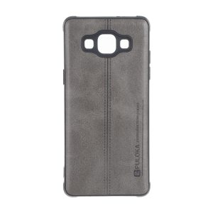 قاب Puloka طرح چرم دوخت دار محافظ لنزدار Samsung Galaxy A500 / A5 (2015) - طوسی