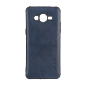 قاب Puloka طرح چرم دوخت دار محافظ لنزدار Samsung Galaxy J2 Prime / G530 / Grand Prime - سرمه ای