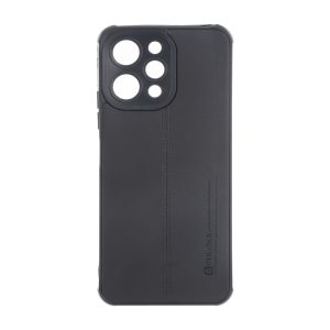 قاب Puloka طرح چرم دوخت دار محافظ لنزدار Xiaomi Redmi 12 / Poco M6 Pro 5G - مشکی
