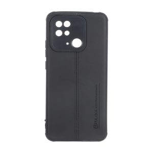 قاب Puloka طرح چرم دوخت دار محافظ لنزدار Xiaomi Redmi 10C / Redmi 10 Power / Poco C40 - مشکی