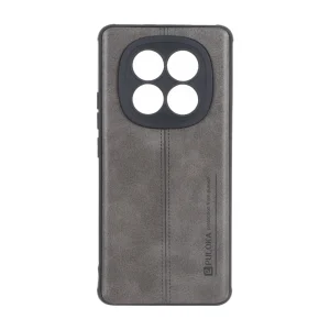 قاب Puloka طرح چرم دوخت دار محافظ لنزدار Xiaomi Redmi Note 15 / Poco M8 5G - طوسی