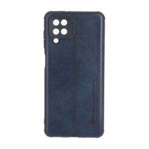 قاب Puloka طرح چرم دوخت دار محافظ لنزدار Samsung Galaxy A12 / M12 / F12 - سرمه ای