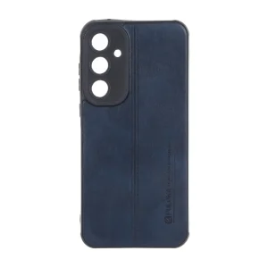 قاب Puloka طرح چرم دوخت دار محافظ لنزدار Samsung Galaxy A55 - سرمه ای